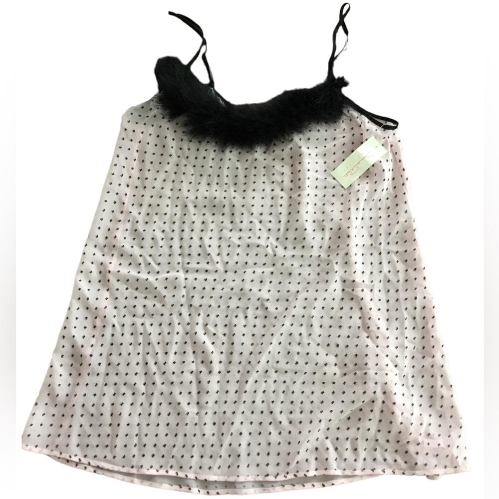 NWT Oscar de La Renta Pink with Faux Fur Lingerie